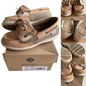 Sperry Top Sider Landyard Dark Tan and Brown Kids Boat Shoes Boys 12.5